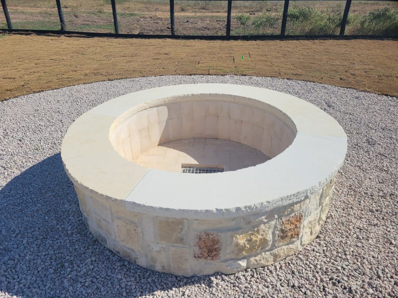 Cut stone fire pit near Fayetteville, TX