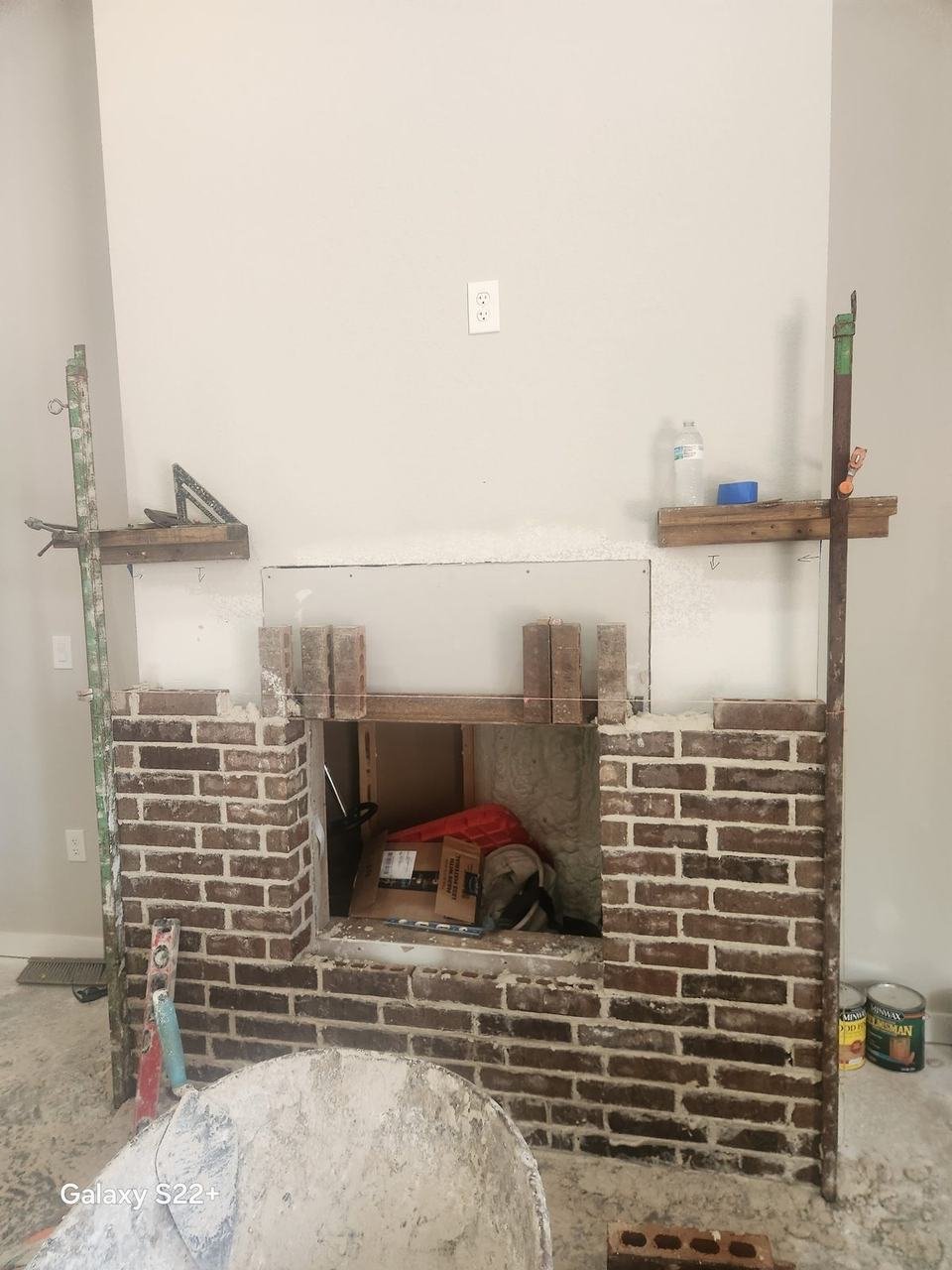 Brick fireplace under construction near Beaver Creek