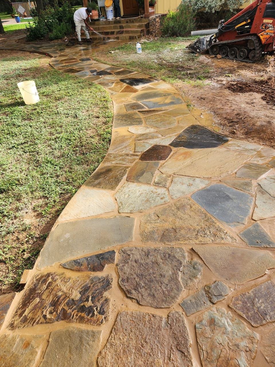 Flagstone garden path near Round Top, TX