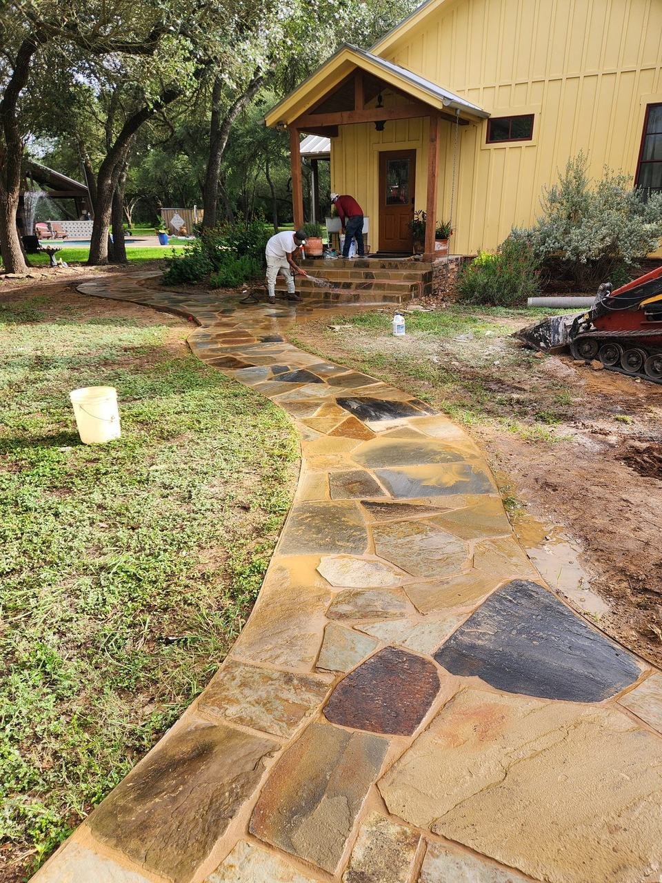 Flagstone path leading to a house near Round Top, TX