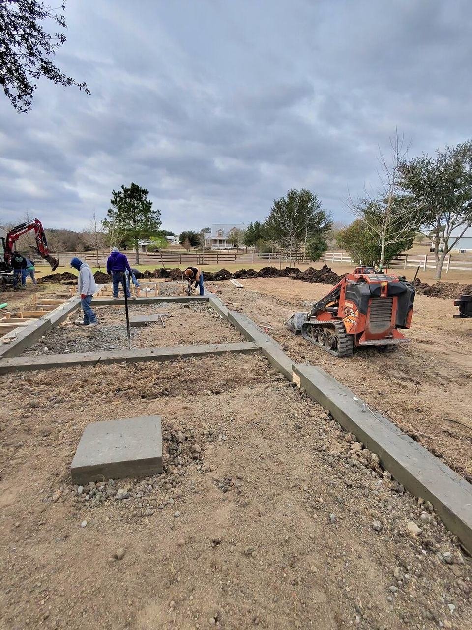 Patio footings being formed near Round Top, TX