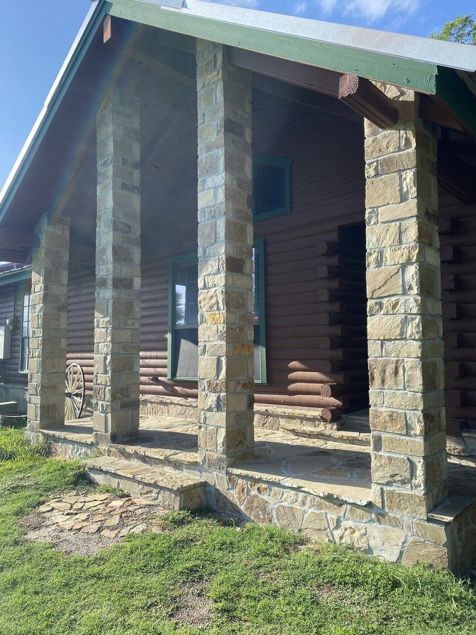 Natural stone columns on a front porch near Beaver Creek